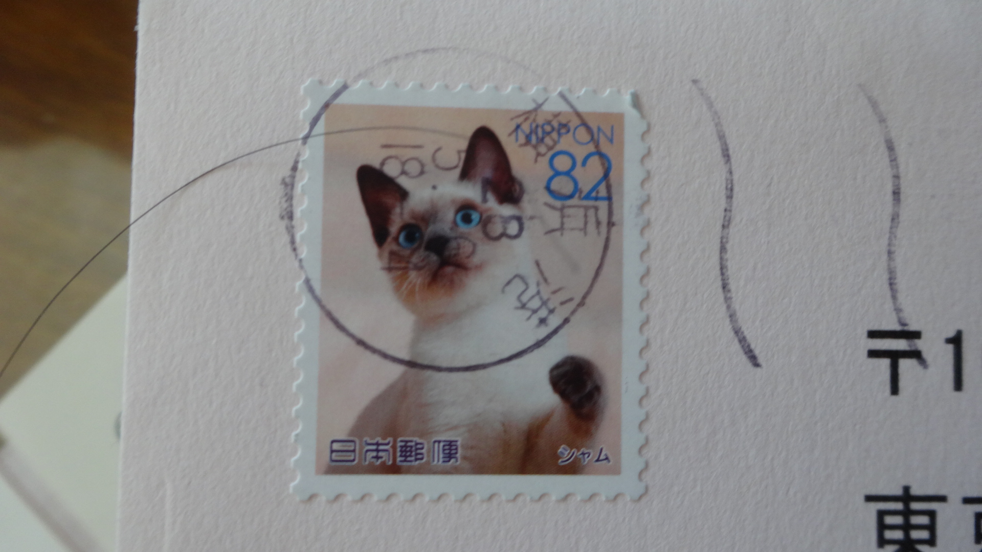 消印が押されたネコ切手