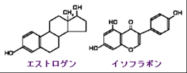 エストロゲンとイソフラボンの構造式
