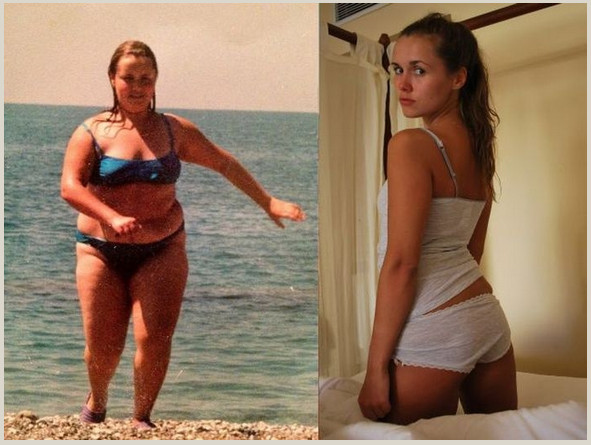 ロシア人女性の　年老いて太った姿と　若い頃のスリムな姿