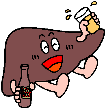 お酒を飲む肝臓のイラスト