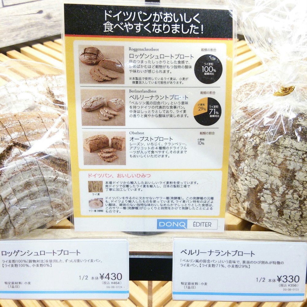 ライ麦が入ったドイツパンの種類を示した写真