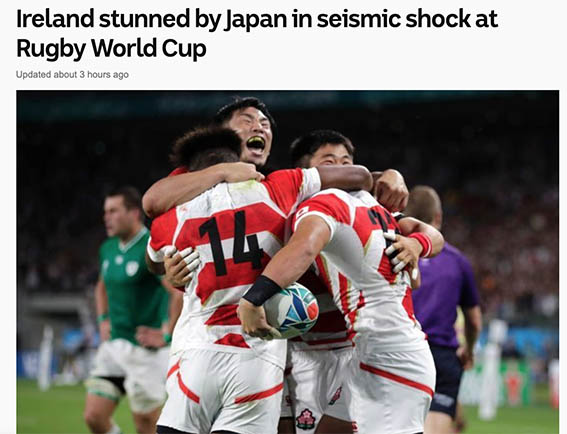 ジャパンの歴史的勝利を伝える海外メデイア