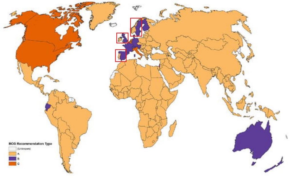ヨーロッパの隣国間でのCOVID-19感染者数の比較を示す図