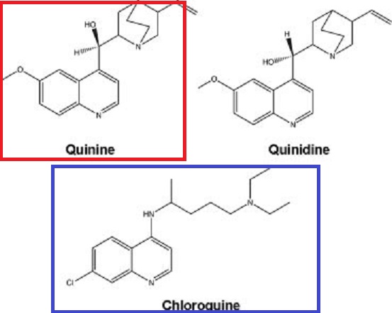 キニーネとクロロキンの化学構造