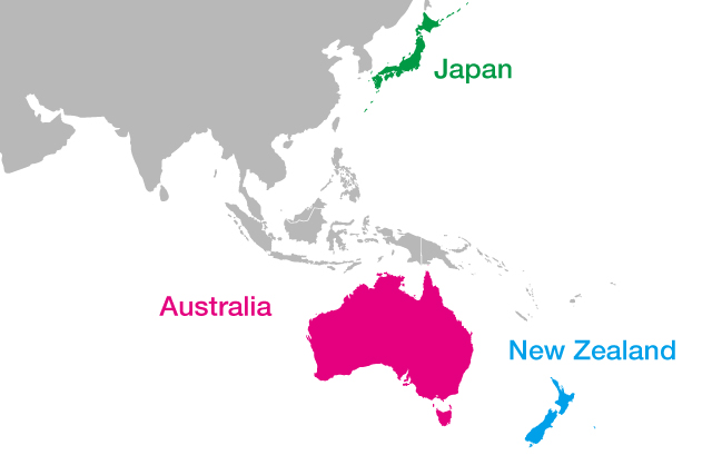オーストラリア　ニュージーランドの位置を示す図