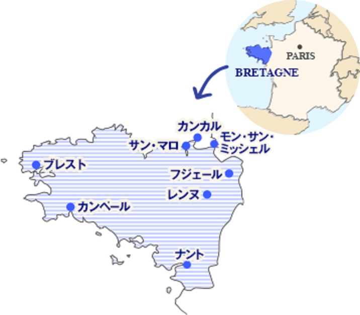 ブルターニュ地方の場所を示す地図